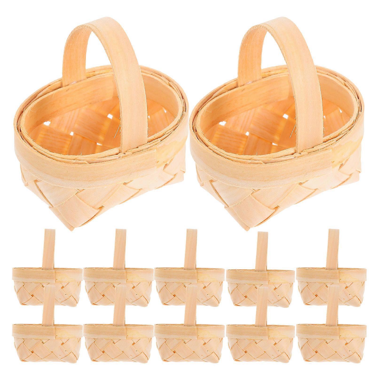 Wood Basket Mini Woven Basket with Handle for Organizing 56Pcs