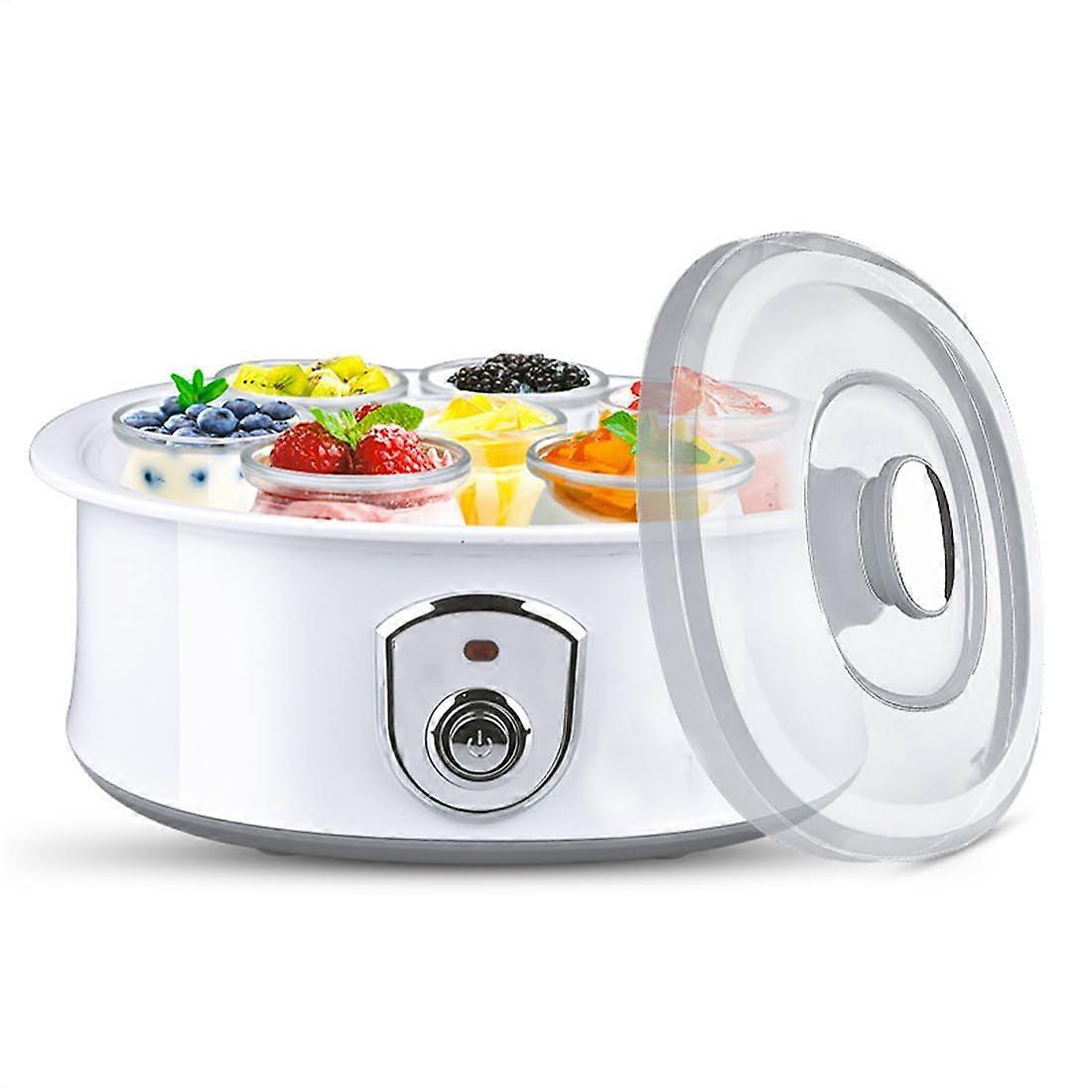 Yogurt Maker 1.5L Automatic With Indicator Light Incubator With 7 Glass Jars And Lids Organic Sugar Flavored Plain