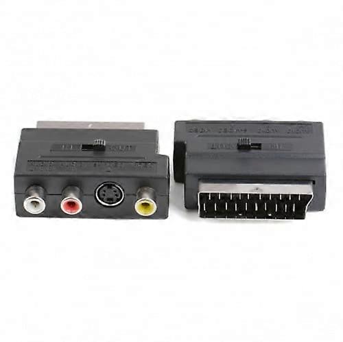 Scart Adaptor With 3 RCA Phono, Composite, SVideo, Input Output Switch