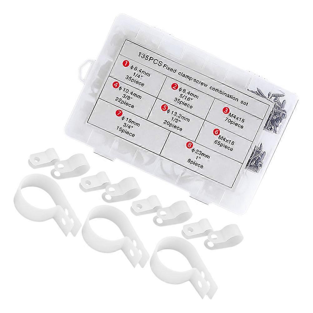 Cable Clip Clamp Set For Wire Organization And Fixing In Home Office , Made Of White Nylon And Iron For Secure Wires, 1 Set