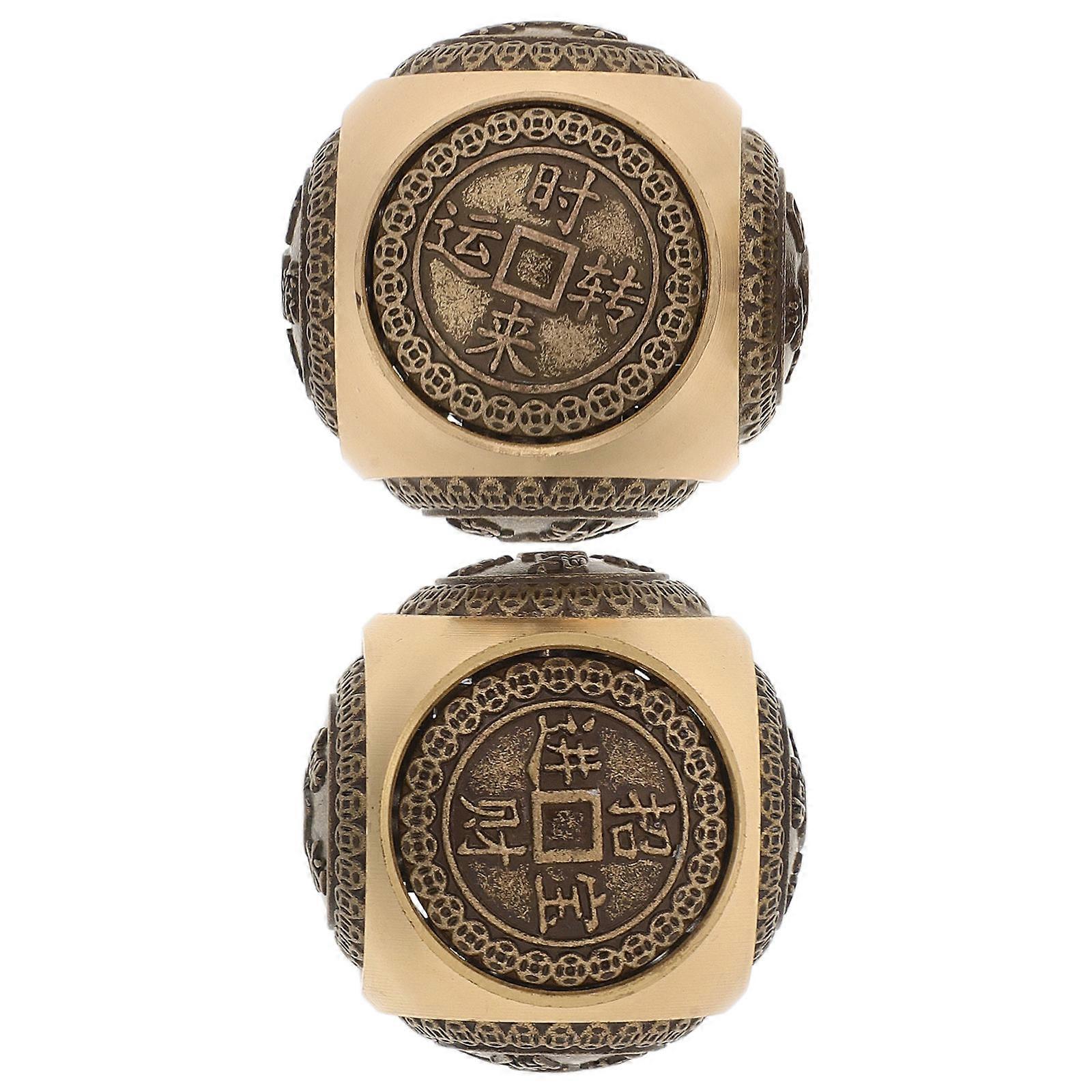 Fitness Handball Brass Rotatable Coin Decor for Desktop 2Pcs