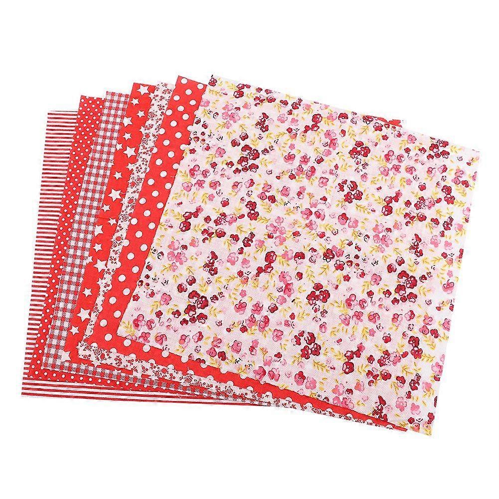7pcs 50*50cm Cotton Fabric DIY Assorted Squares Pre Cut Bedding Kit Quarters Bundle (Red)