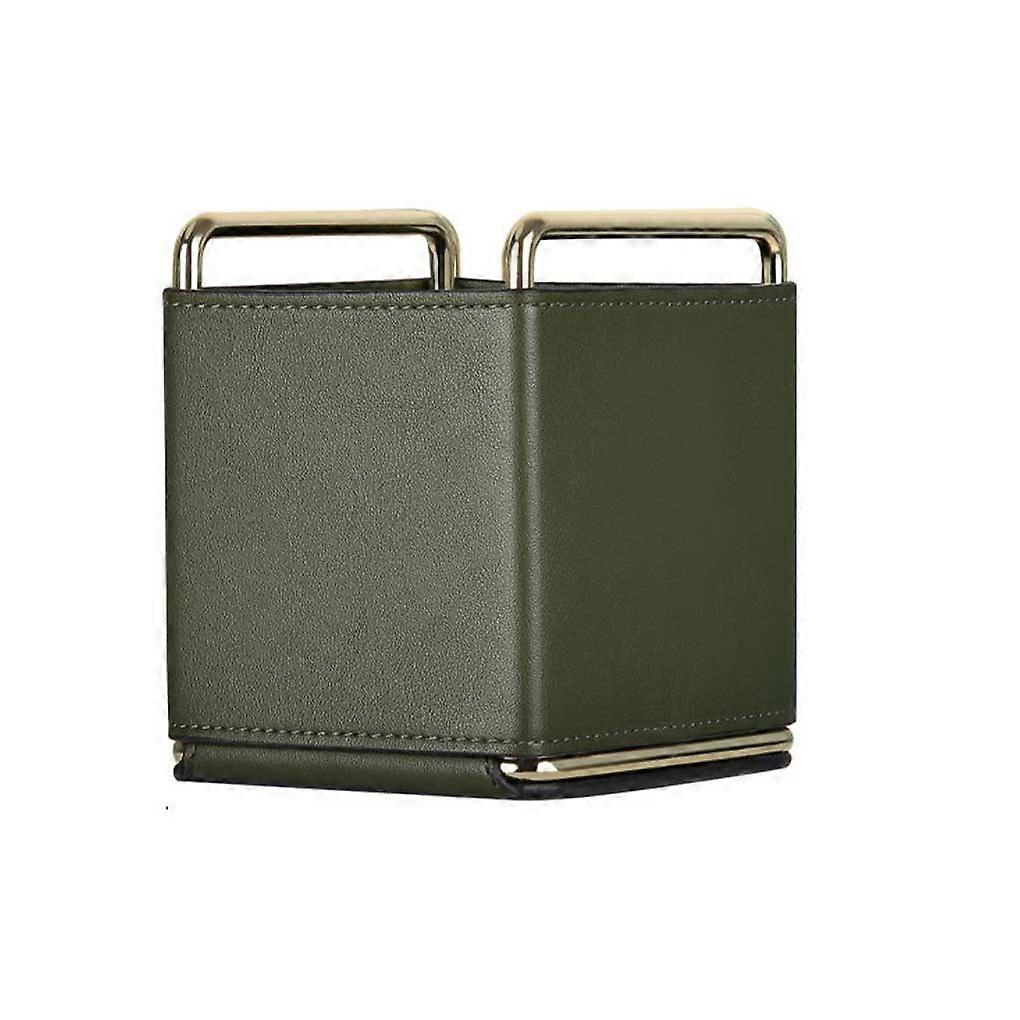 Leather Desktop Storage Box Square Portable Large Capacity Removable Remote Control Makeup Brush Bucket Sundries