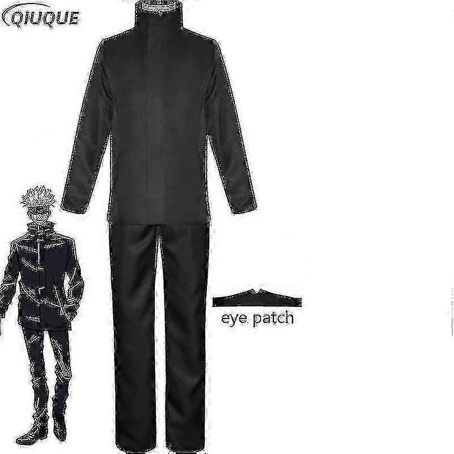 2023-anime Jujutsu Kaisen Gojo Satoru Cosplay Costume Tops Spodnie Eye Patch Halloween Party Men Uniform Wigs-r