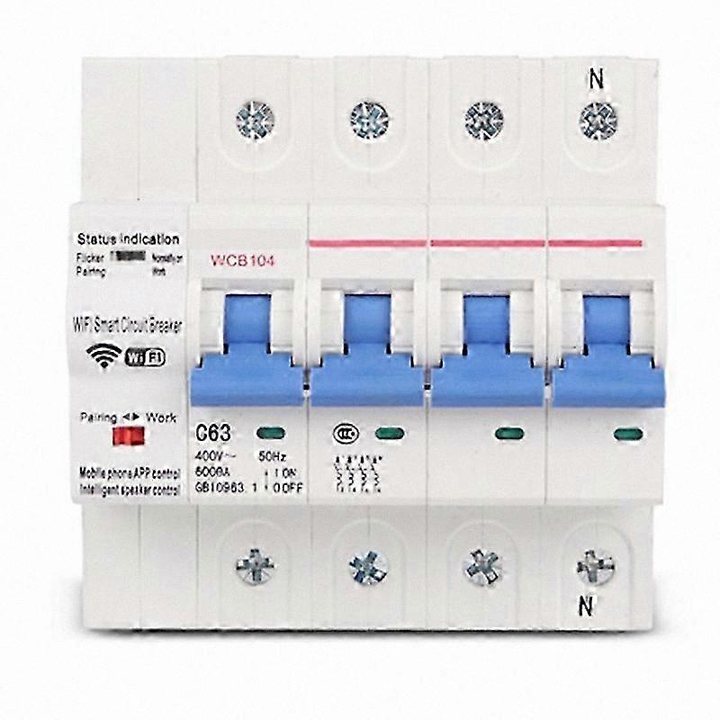 Wi-Fi Enabled 3-Phase Circuit Breaker, 4P 380V 63A, Remote Control Supported