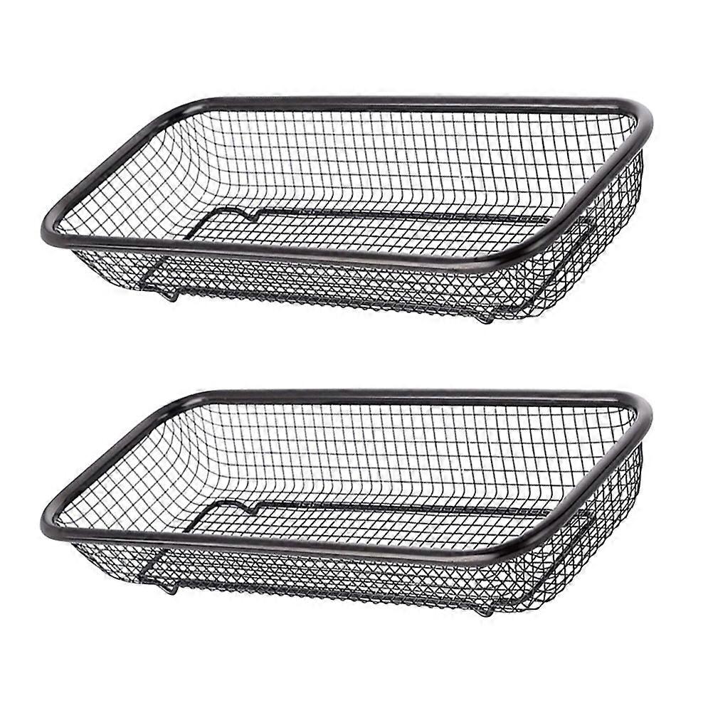 2Pcs Rectangular Utensil Organizers Multi-Function Storage For Home Organization Black Simple Design