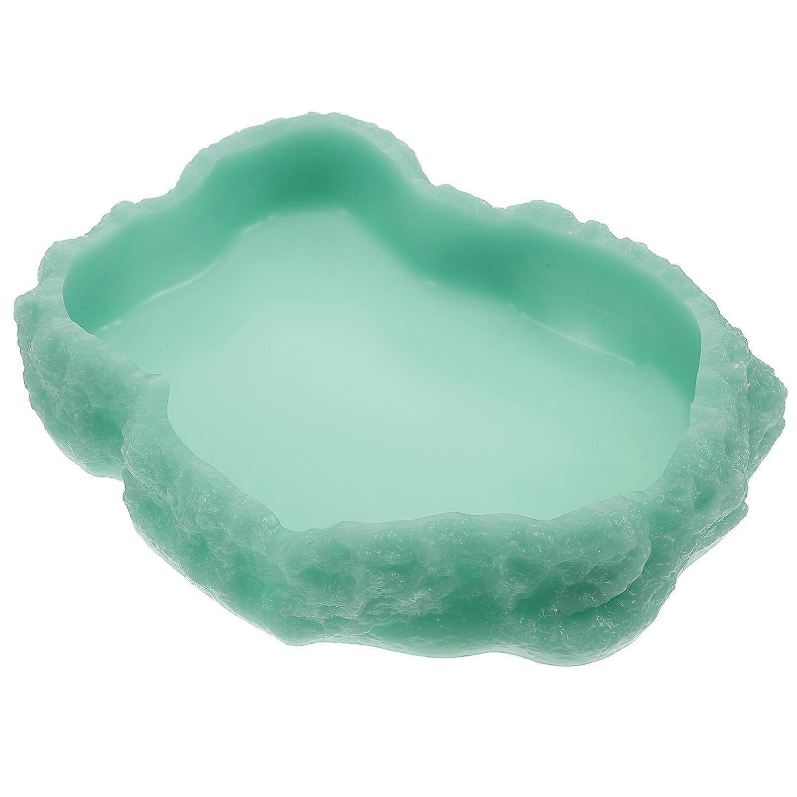Reptile Feeding Plate for Pet Use 2Pcs Green Resin Food Bowls
