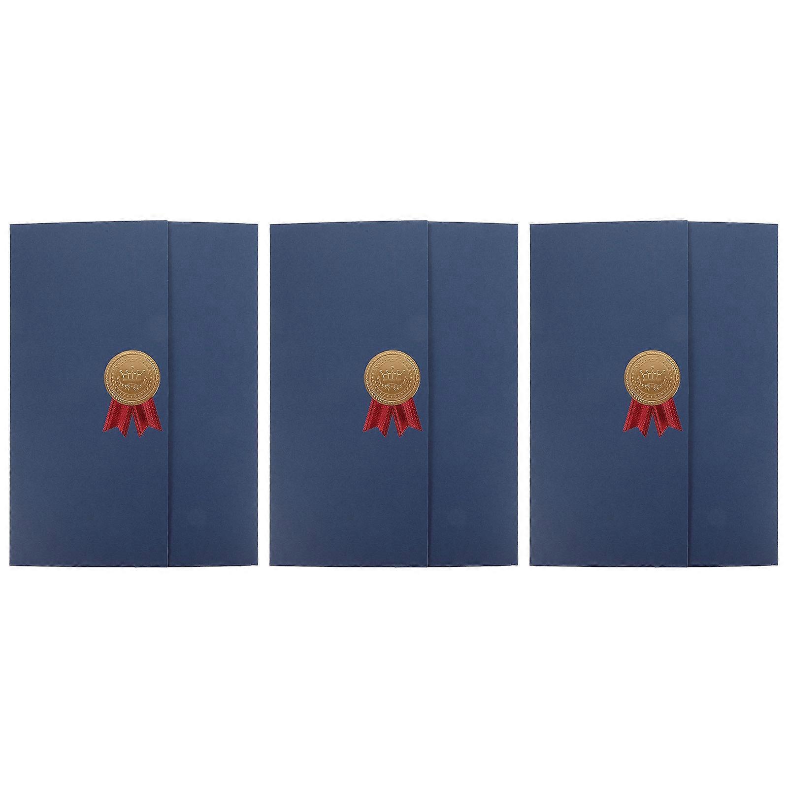 Blue Certificate Envelope Three-Fold Holder 12Pcs for Document Organization