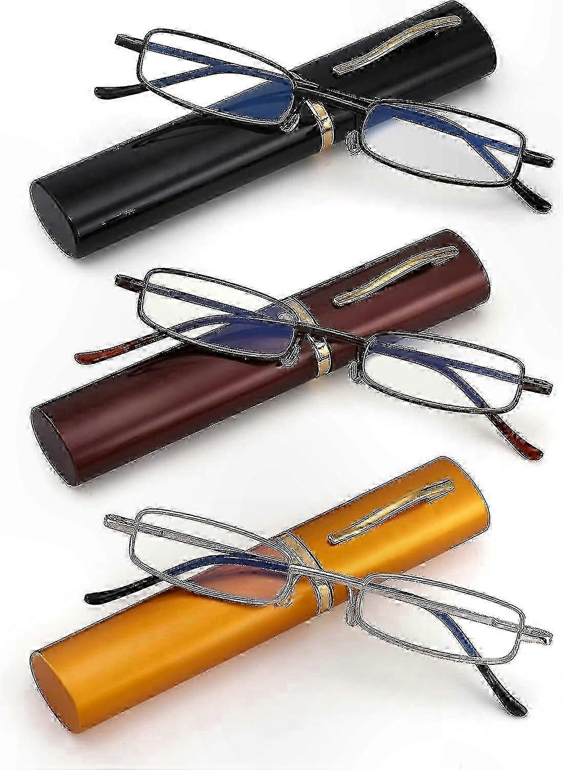 3-Pack Computer Glasses with Spring Hinges - Unisex Lightweight Frames Includes Travel Case