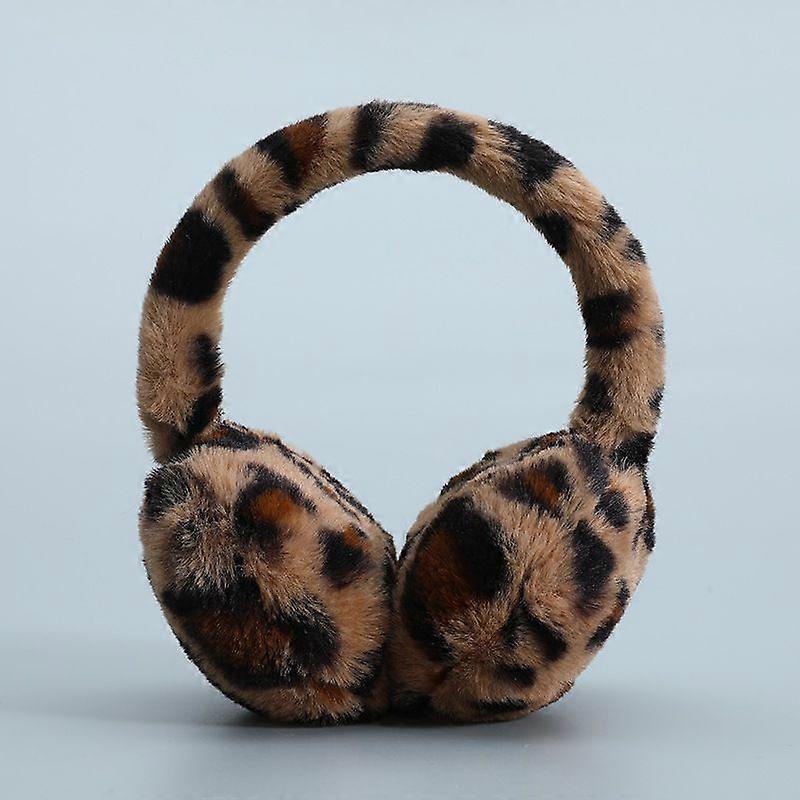 Overhead Leopard Print Ear Muffs Winter Warm Windproof Anti-Freeze Memory Headband Simple Plush Ear Warmers