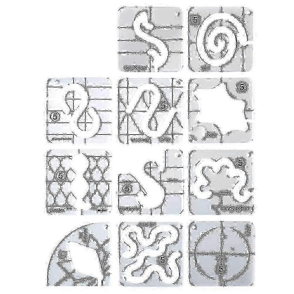 11pcs Free-motion Quilting Template Set-sewing Ruler & Clear Mark Acrylic Ruler & Ironing Ruler For hr 2025