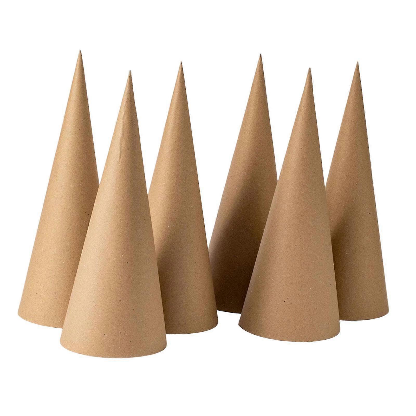 6x Kraft Paper Mache Cones Classroom Halloween DIY Art Projects Crafts Cones