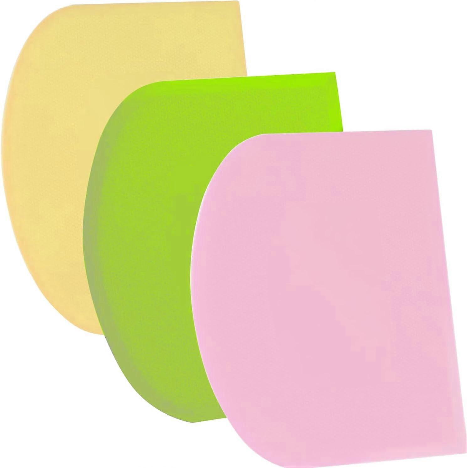 Changmaius Dough Scraper 3P 4.7x3.7" Plastic Flexible Bowl Scraper, compatible with Sharp Edge & Angles Cake Scraper, Non-Slip - Blue+White+Pink