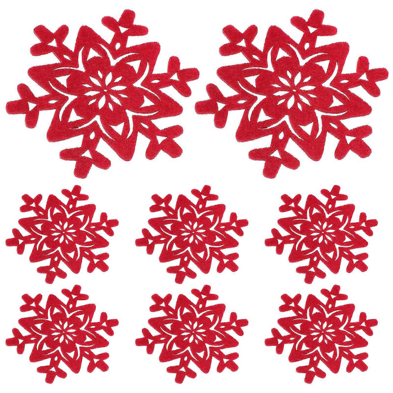 Liquid Absorbent Felt Coasters For Home Users Round Shape Christmas Elements Design 8Pcs