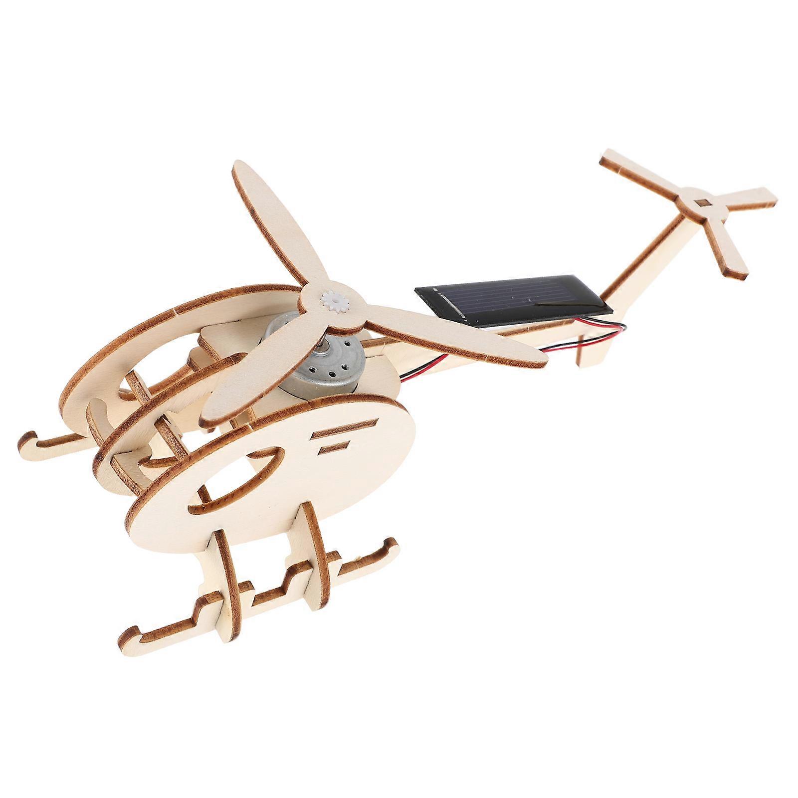 Wooden Solar Powered Helicopter Model Toy for 3Sets Science Experiment