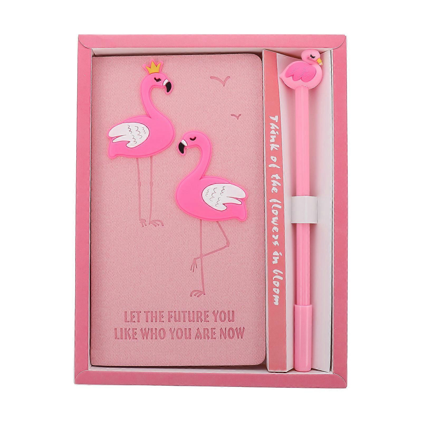 Cartoon Diary and Pen Set for Gift Giving 3Pcs Flamingo Notebook Notepad