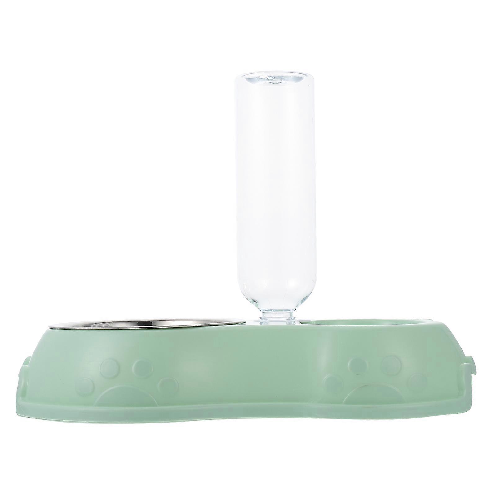 Cat Feeding Bowls Dog Bowls Automatic Drinking And Feeding Bowl Green Color 33X19cm Keep Bite-Resistant 1Set