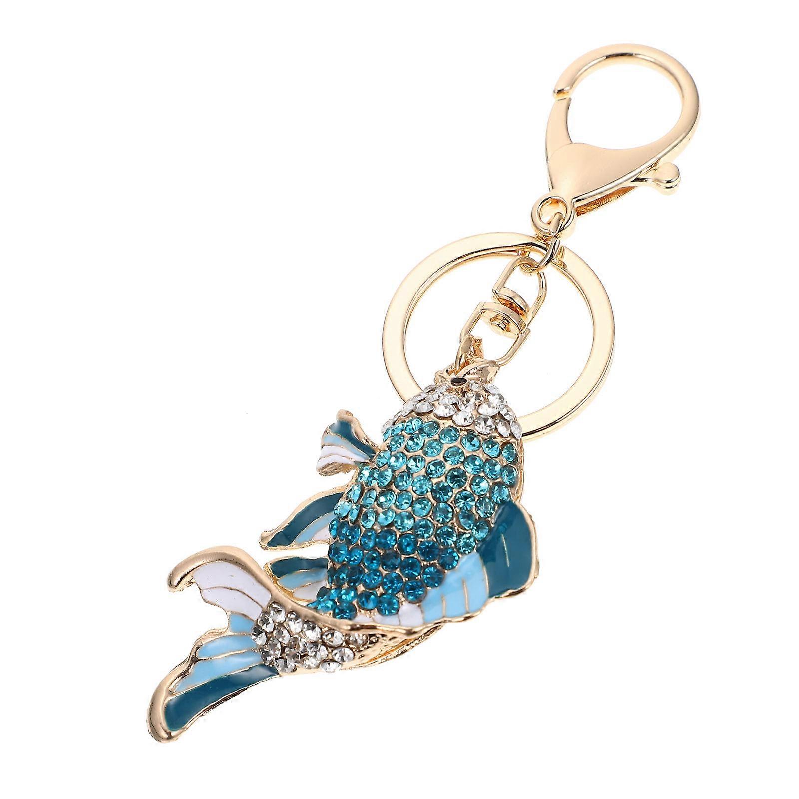 Fish Shaped Keychain Goldfish Keychain for Hanging Keys 2Pcs Blue Zinc Alloy