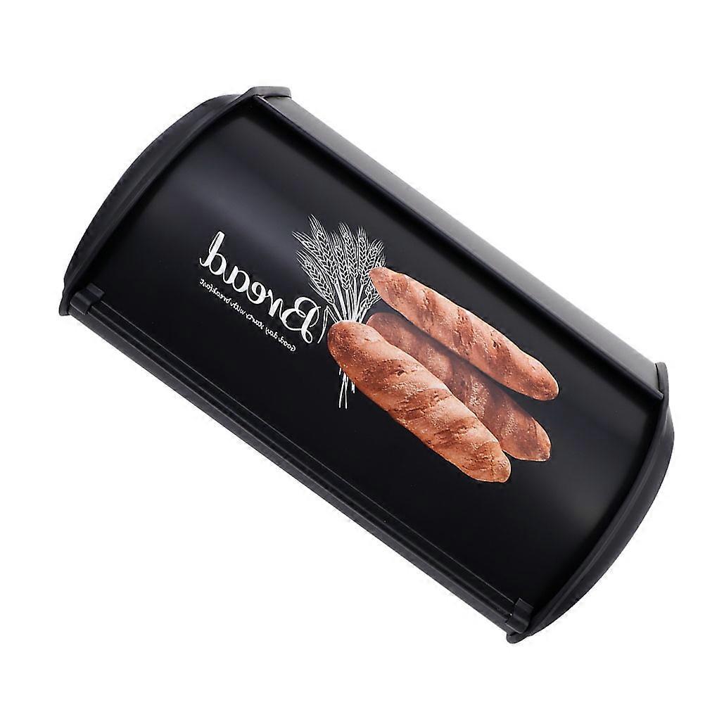 Black Metal Bread Storage Box Household Bread Box Kitchen Use Moisture Prevention 1Pcs
