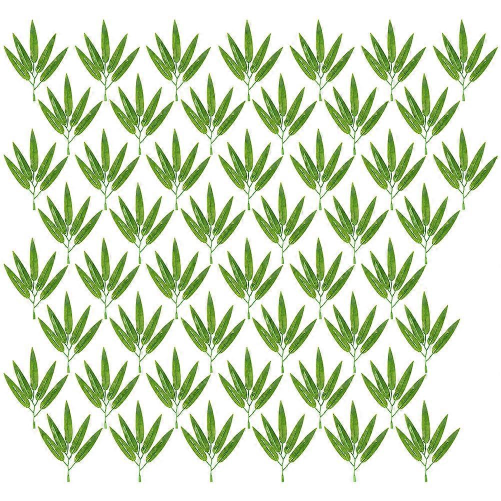 Simulation Bamboo Leaves Bamboo Branches for Decoration 200Pcs Green Quantity