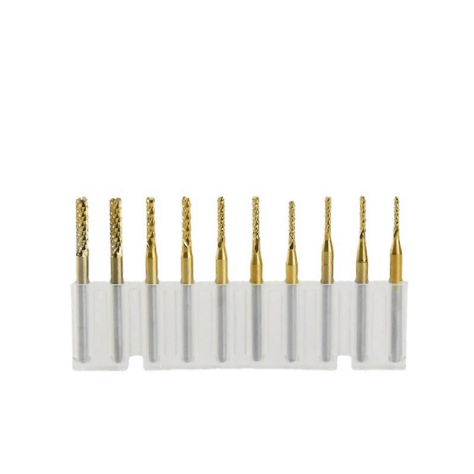 Coarse Corn Router Bit Carbide End Mill 1.5mm-3.175mm Titanium Coated 10-Pack for Woodworking and Metalworking