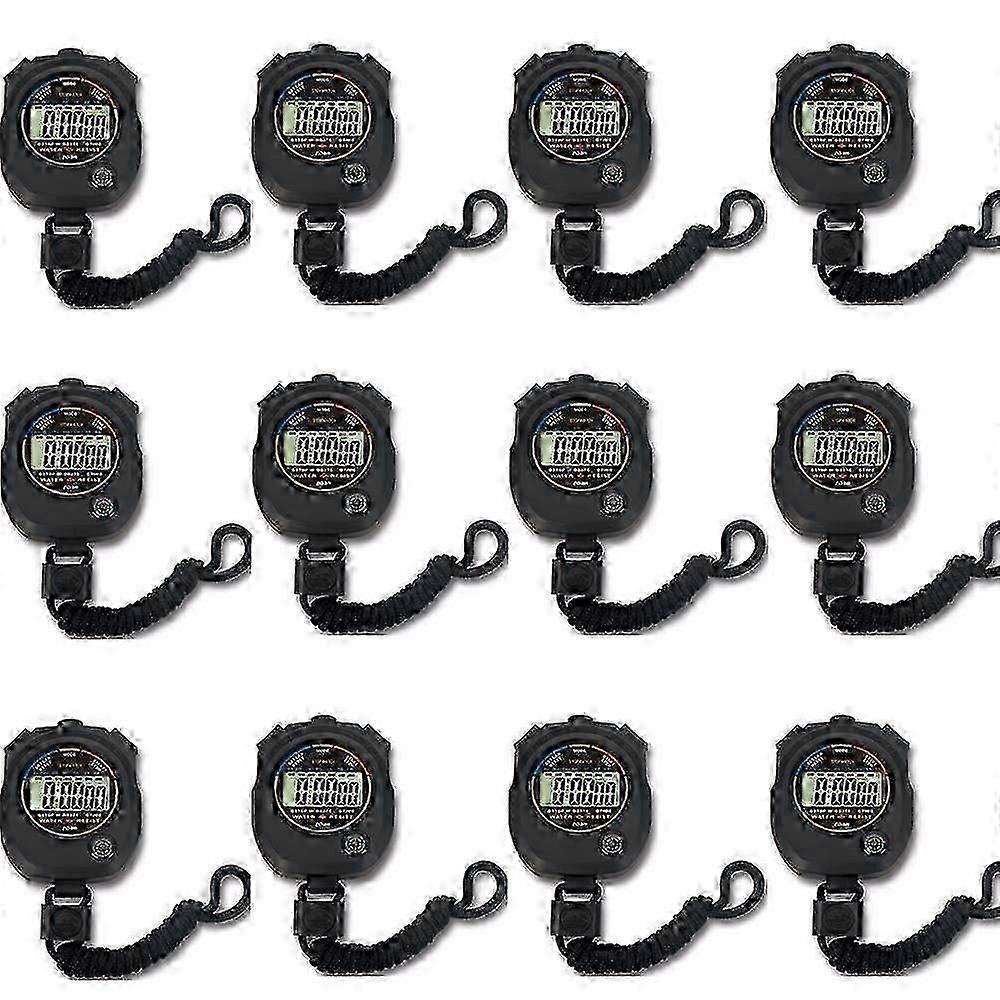 12 pack Multi-function Electronic Digital Sport Stopwatch Timer, Large Display with Date Time and Alarm Edition 529