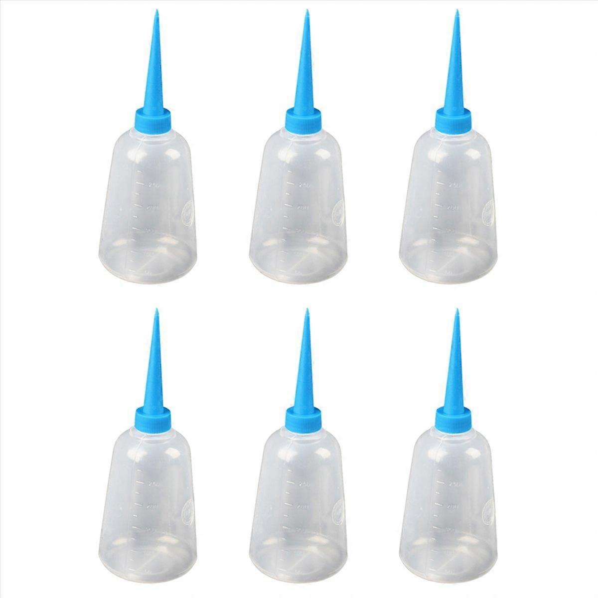 6X 250ml Clear White Blue Plastic Liquid Glue Applicator Bottle