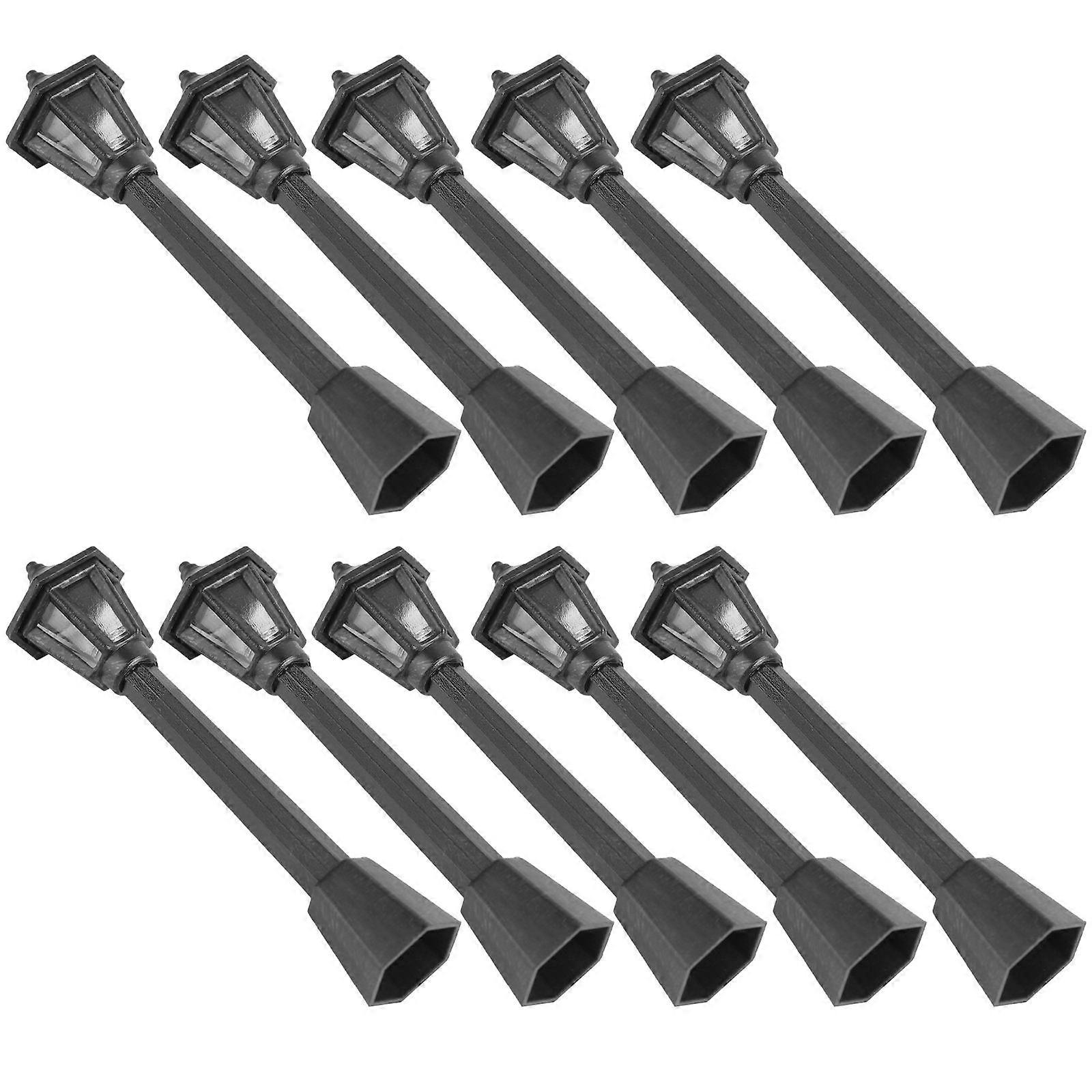 Mini Street Lights Lamp Model for DIY 10Pcs Microscopic Model Black