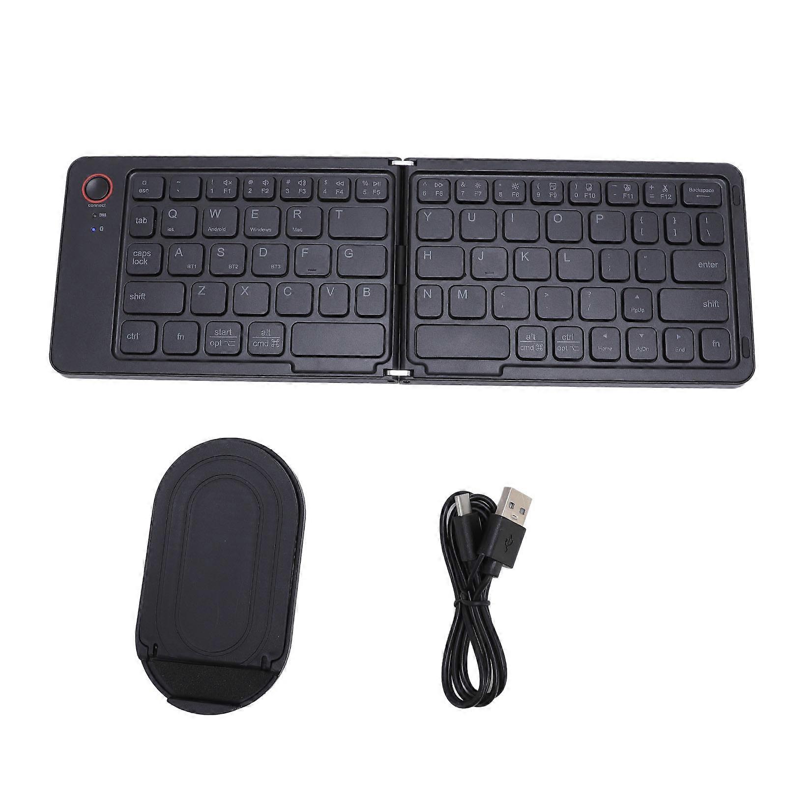 Foldable Bluetooth Keyboard 67 Keys Rechargeable Slim Portable Wireless Keyboard Black