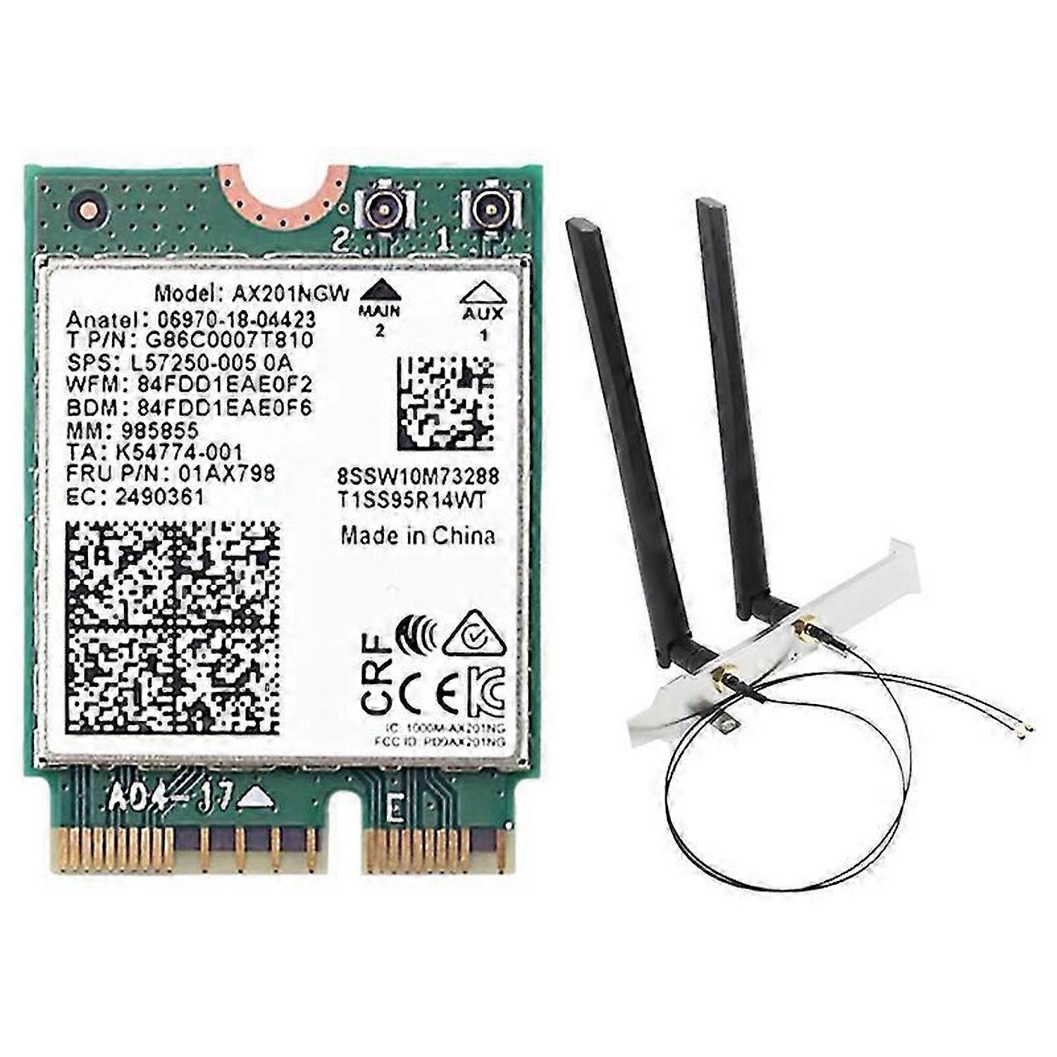 AX201NGW WiFi-Karte mit Antenne 2,4 Ghz + 5 Ghz WiFi 6 3000 Mbit/s M.2 CNVio2 Bluetooth 5.1 WiFi Netzwerk C