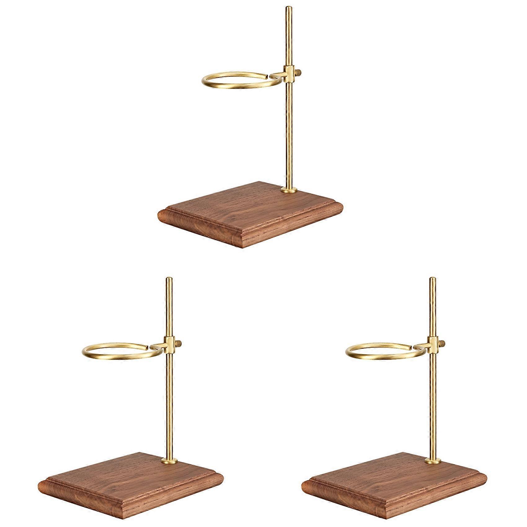 3X Pour over Coffee Maker Stand with Wood Base Adjustable Height Rack Dripper Filter Holder