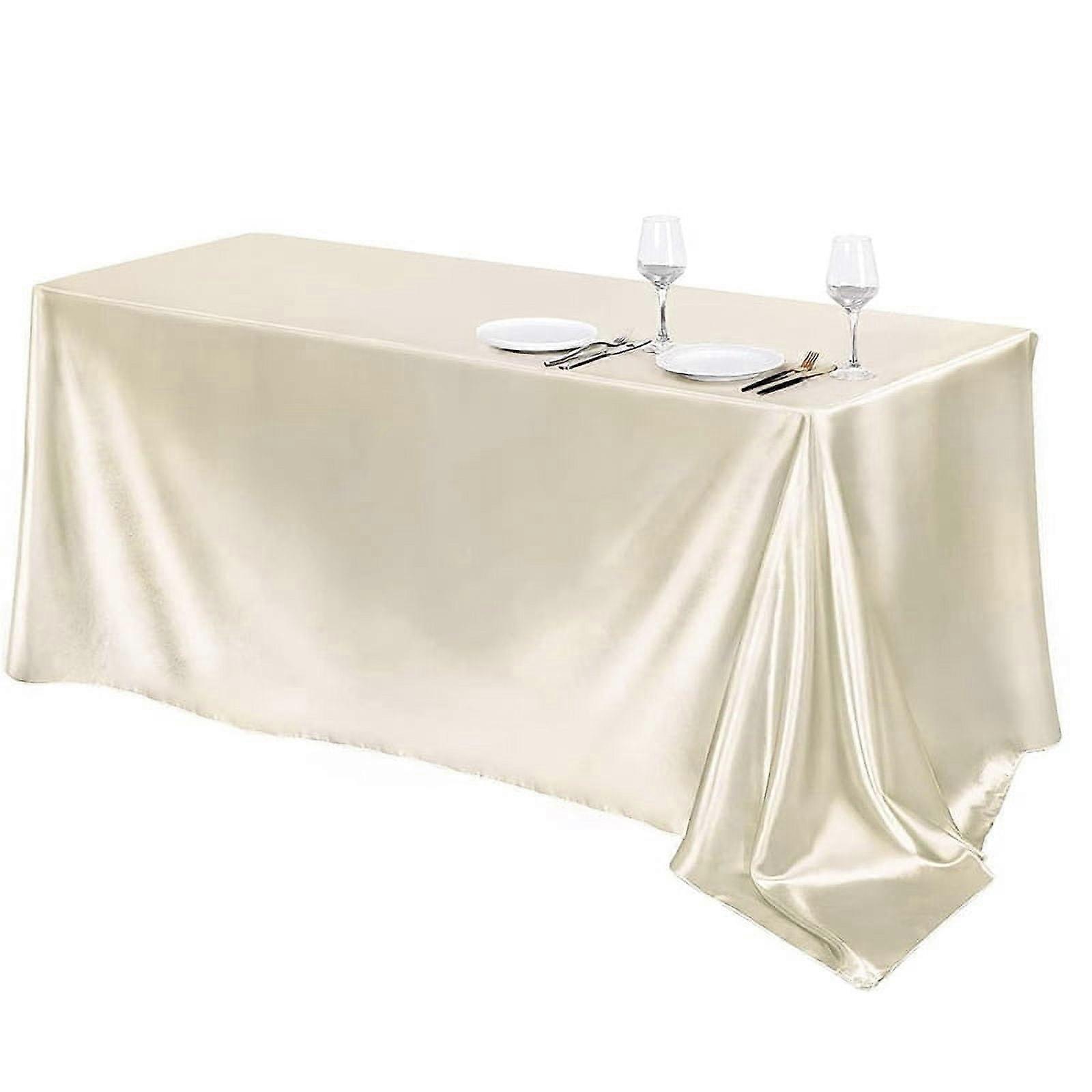 High-End Hotel Banquet Wedding Scene Tablecloth Solid Color Rectangular Glossy Satin Table Cloth Color Ding Tablecloth