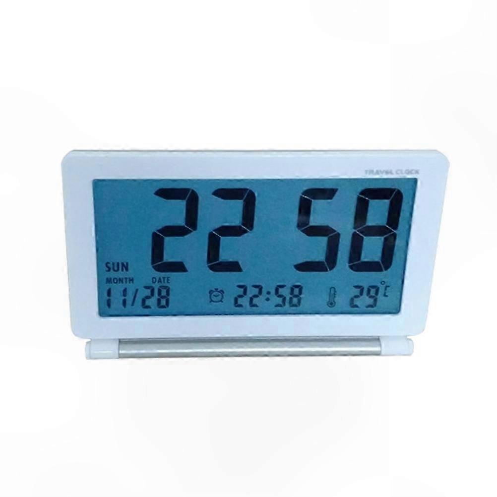Compact Travel Alarm Clock with Snooze, Date Display, Portable Digital Timepiece for Home Use, 10.6 x 6.5 x 1.5 cm