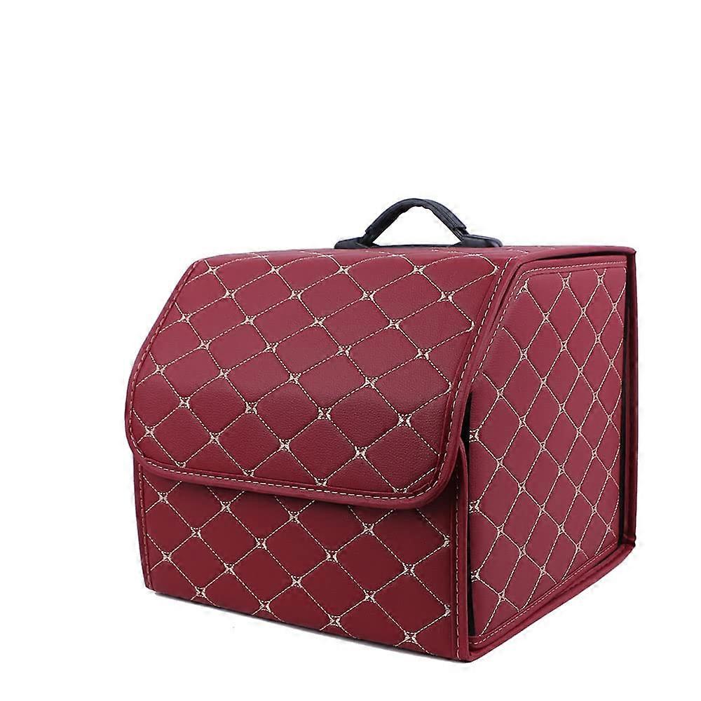 Car Leather Boot Bags Trunk Organizer Box Foldable Red StyleS Ref: 4349