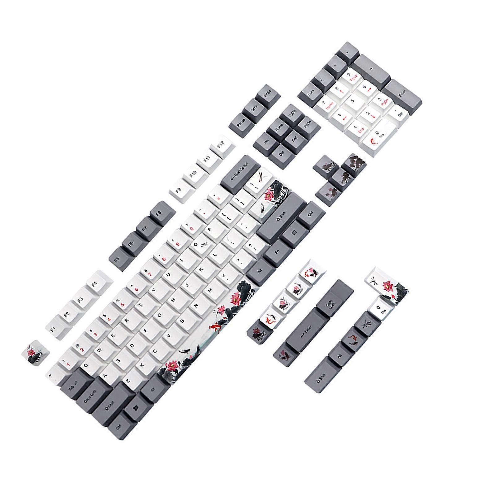 Nobori Carp  Keycaps 118Key PBT OEM Profile Keycap Set for Mechanical Keyboard Compatibility 5Sides Dye Subbed Multicolor