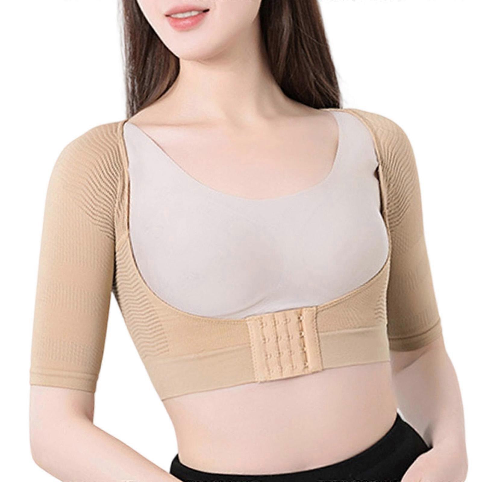 Postures Corrector Bust Push Up Body Shaper Underwear For Women Invisible Arm Slimming Shapewear Half Sleeve Top  color XL