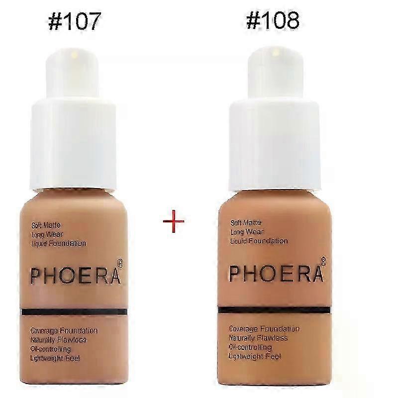 suitable for PHOERA 2pcs/set Liquid Coverage Foundation Facial Base Cream Brighten Moisturizer Miner