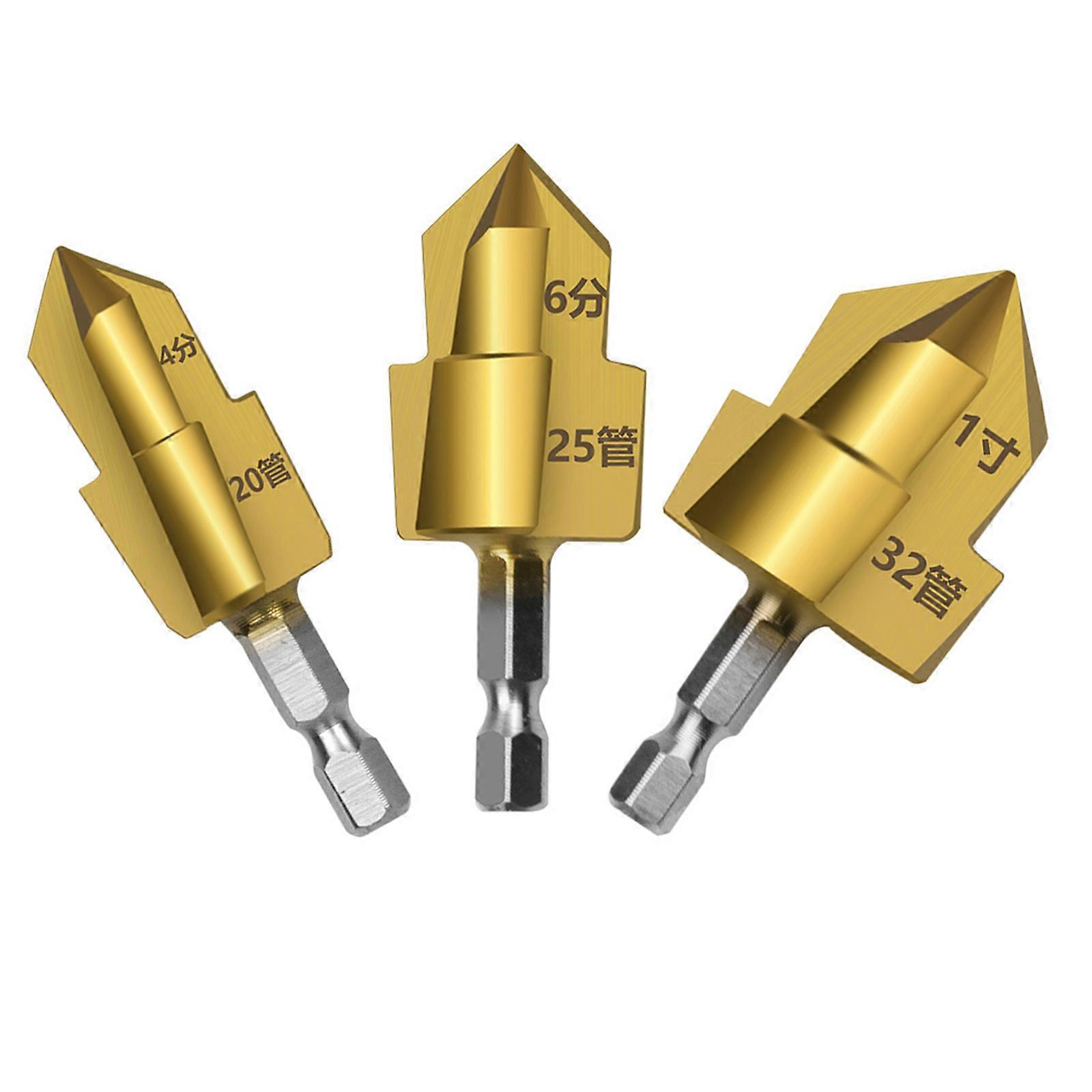 Step Drill Bit Set for Expansion Repair Hole Drill Bit Water Pipe with 1/4Inch Hex Shank 20/25/32mm Hole Opening Multicolor