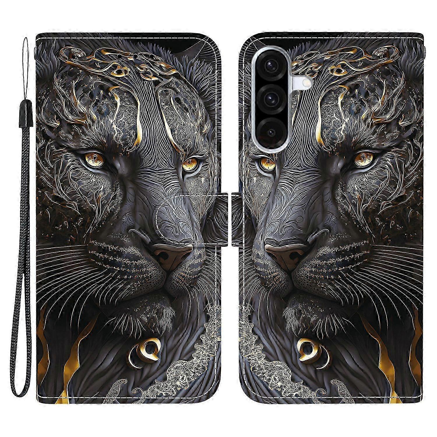 For Samsung Galaxy A56 5g Leather Case Stand Wallet Pattern Printing Phone Cover With Wrist Strap