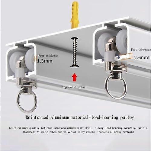 Double Curtain Track HeavyDuty Conjoined Rail NanoSilence Ceiling/Wall Mount White 260cm/8.5ft&160cm/5.2ft