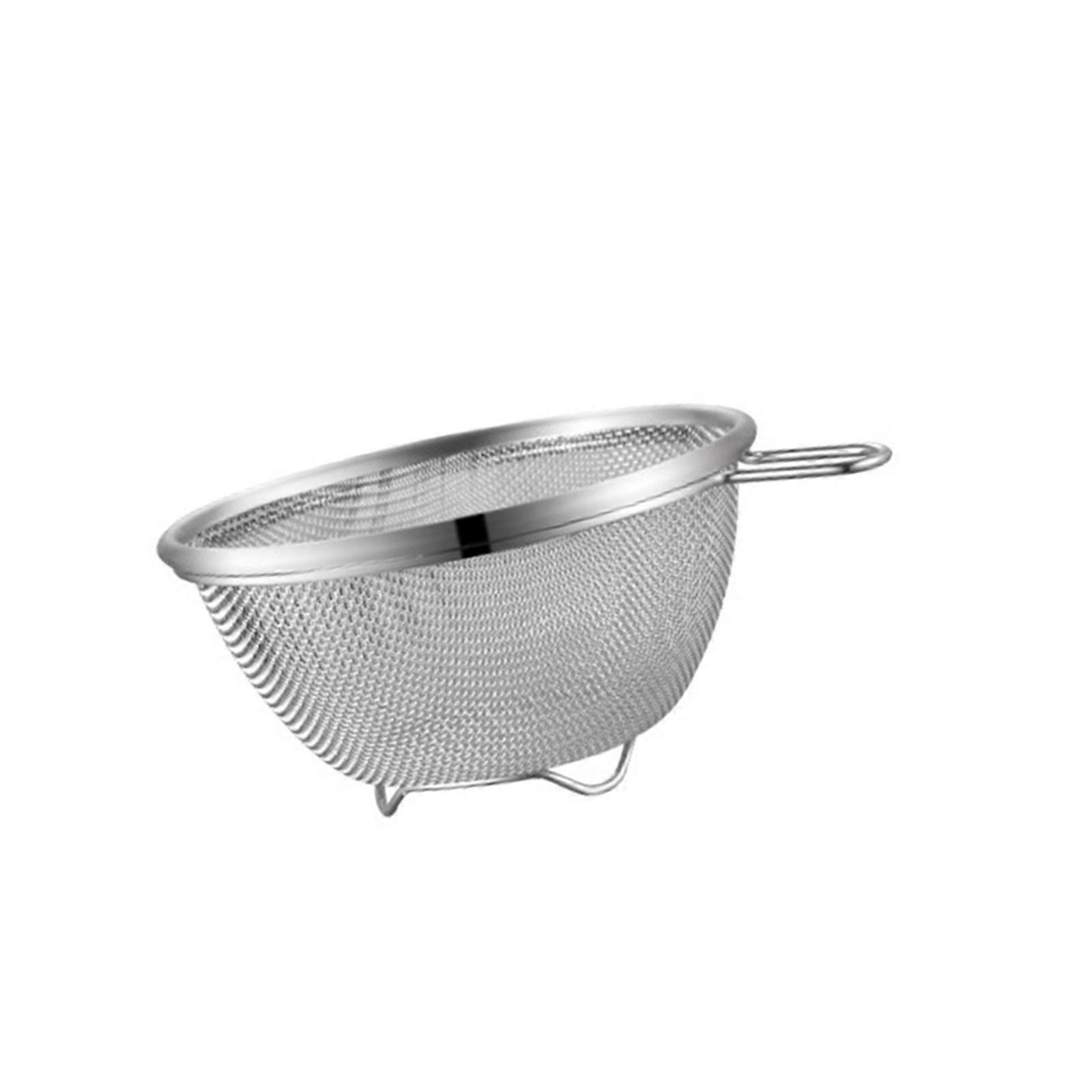 Practical Stainless Steel Kitchen Salad Bowl with Handle Colander With Fine Mesh For Draining Washing Serving Multicolor