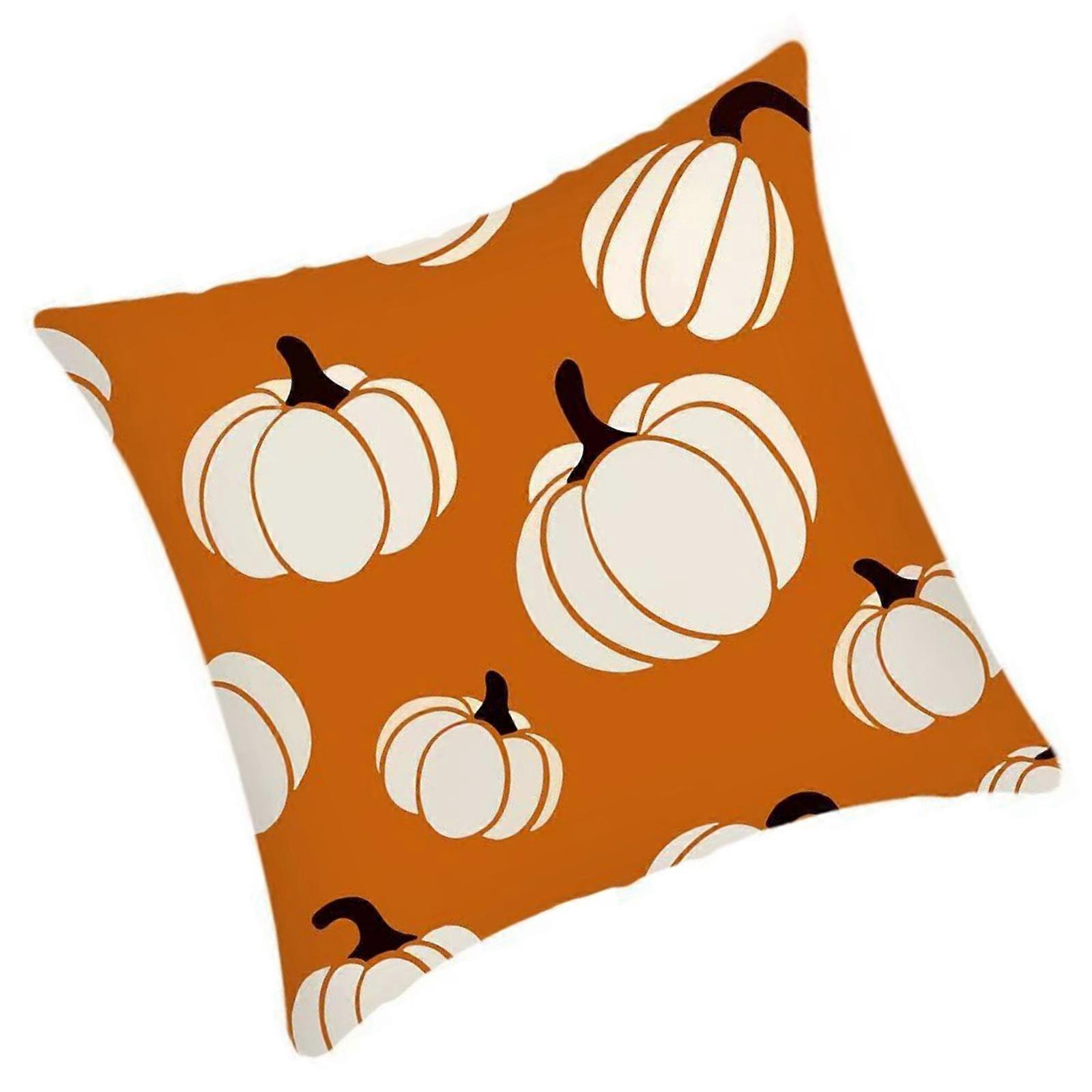 Stylish Pumpkin Print Pillow Cover Fall Soft Comfortable Fabric Decorative Pillowcase For Seasonal Home Styling Multicolor