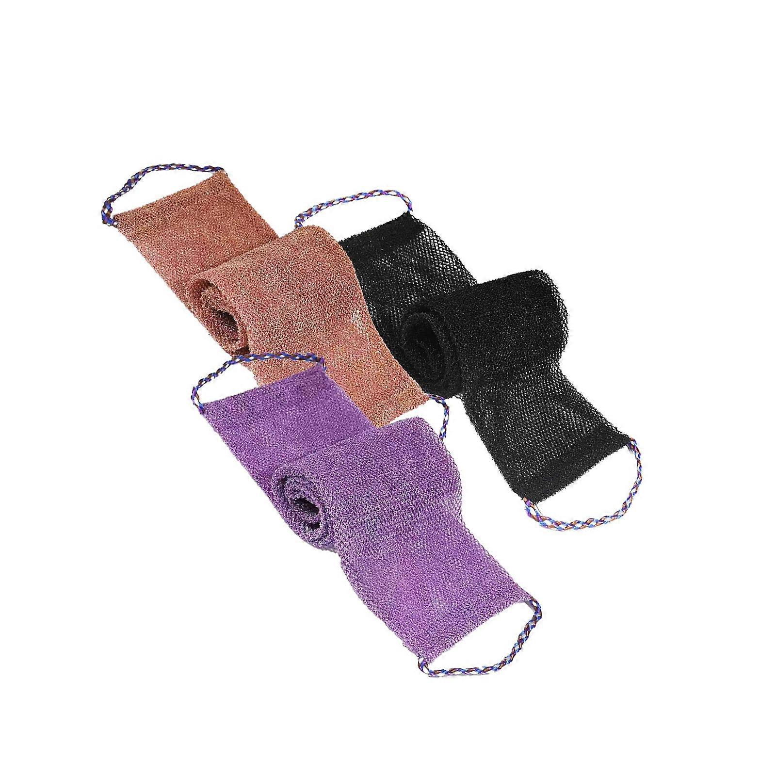 3 Pieces Reusable Bath Sponge Extra Long Back Scrubber With Rope Handle Shower Exfoliator Bath Towel Multicolor