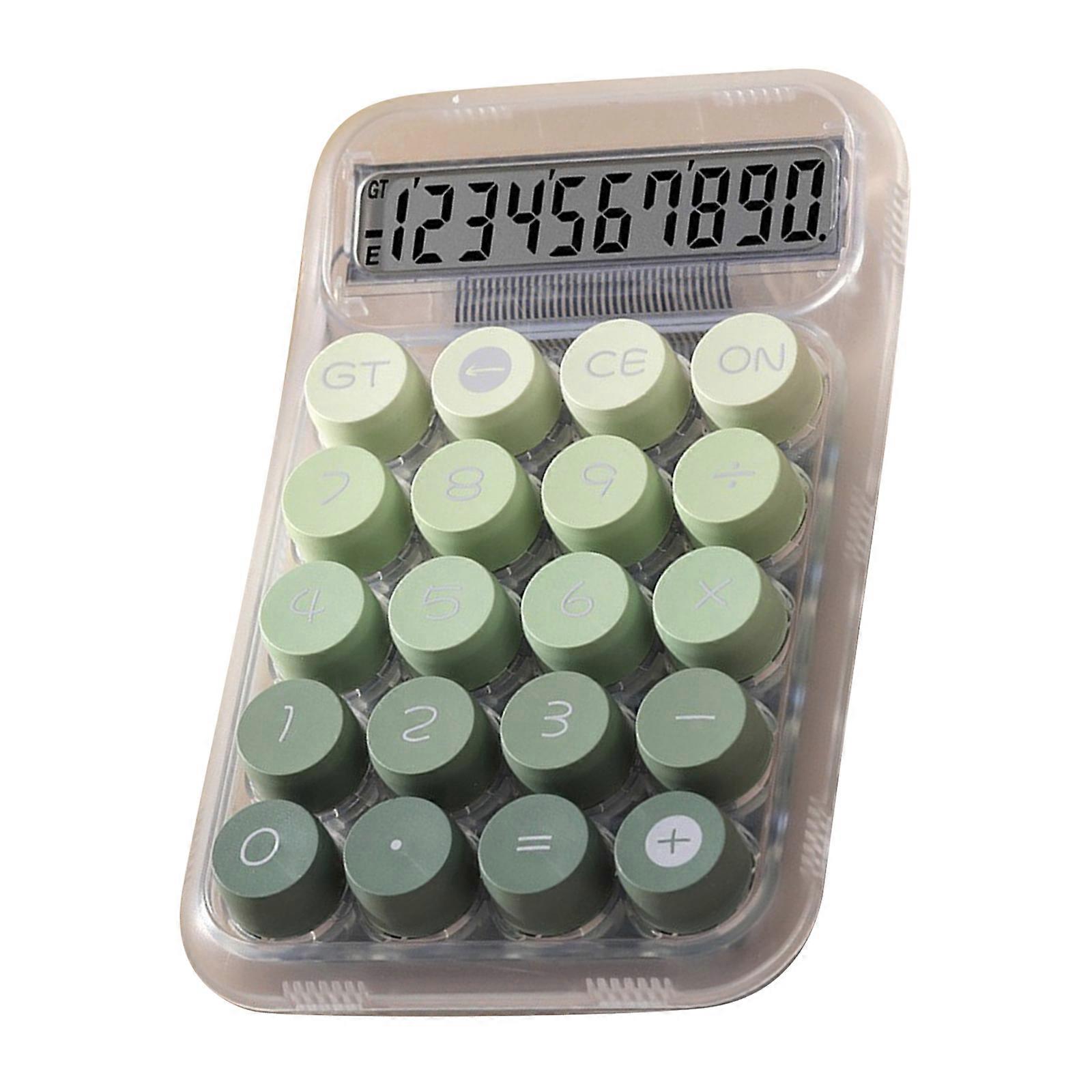 Mechanical Switch Calculator 12 Digit Large LCD Display and Mechanical Buttons Handheld Mechanical Calculator for Office  Gradient green lotus