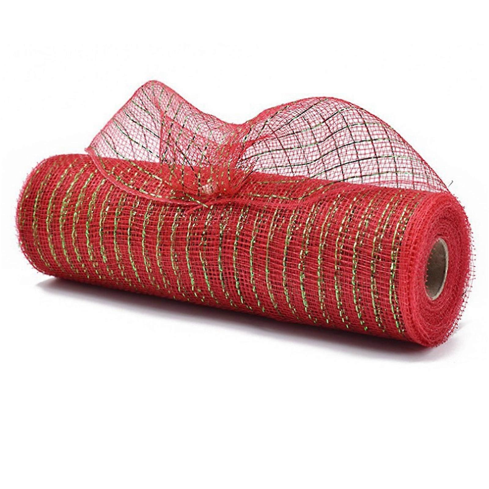 Metallic Foil Net Ribbon Deco Net Ribbon 10Inchx10Yards For Holiday Decoration Christmas Wreath Art Craft Project Multicolor