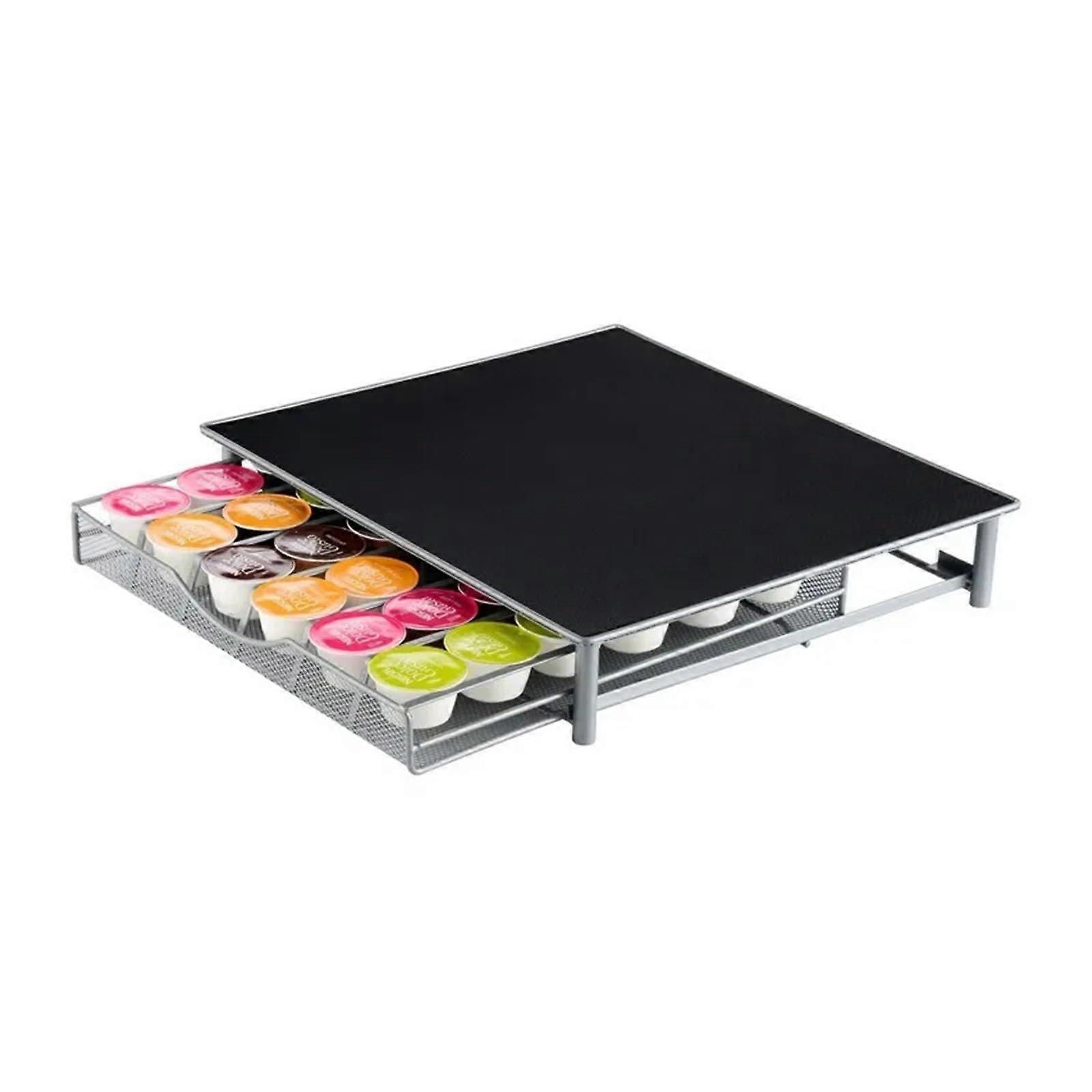 Coffee Pod Holder Metal Drawer Base for Capsule Storage Organizer Silver Gray