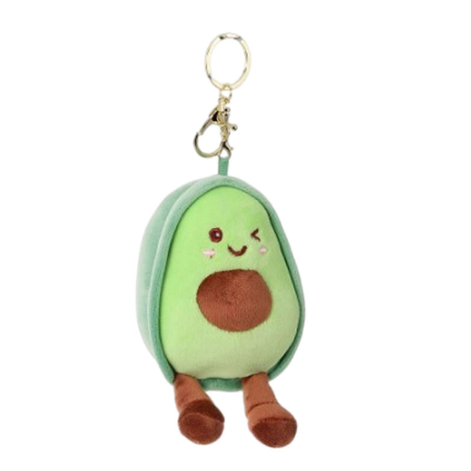 Avocado Yolk Stuffed Toy Keychain Plush Keyring Soft Polyester Bag Charm Fashionable Pendant for Keys and Backpacks Multicolor