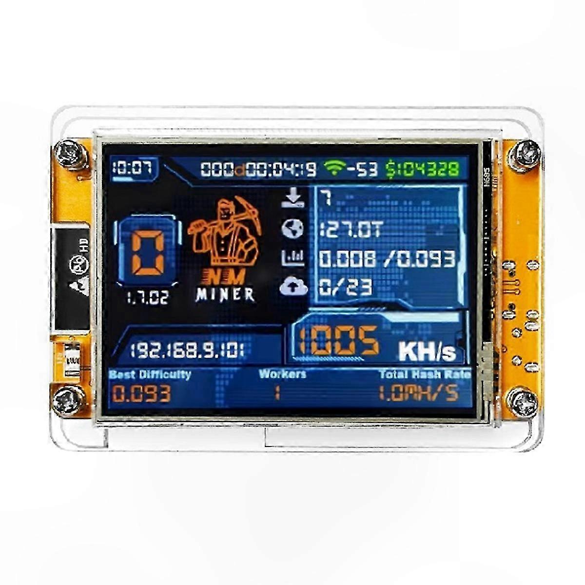 Crypto Mining Device with Hashrate Display for Solo Operations and Lottery Functionality