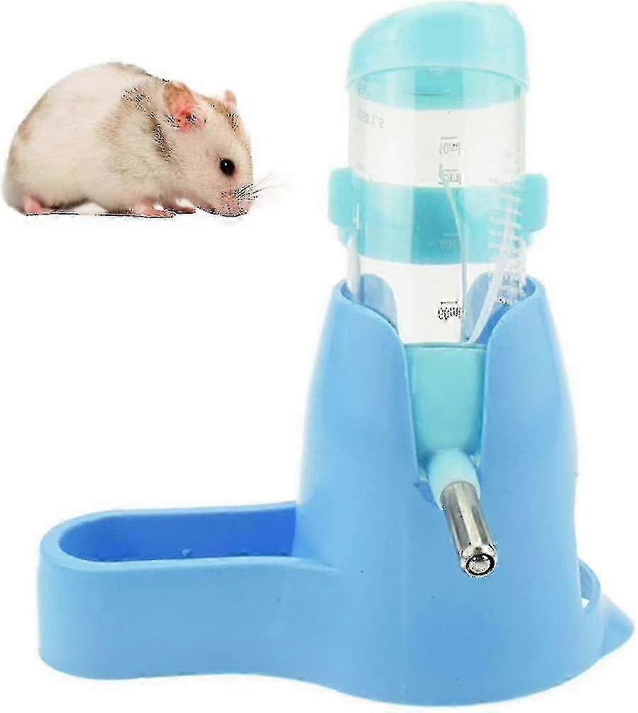 (Y)3 In 1 Hamster Hanging Water Bottle Pet Auto Dispenser With Base For Dwarf Hamster Mouse Rat Hedgehog (80ml, Blue) (shikai)