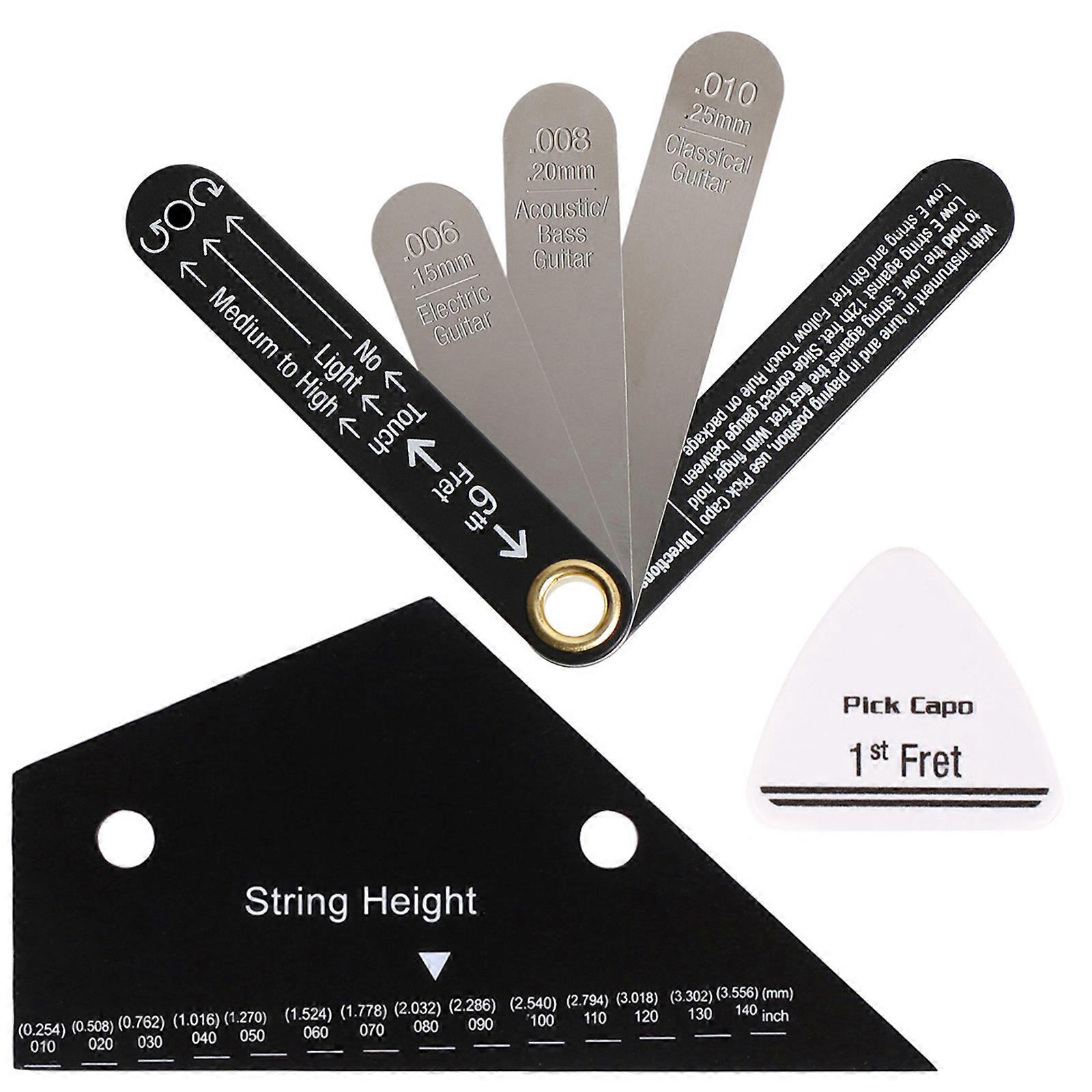 Guitar Setup Tool with Precisions Rod Gauge and String Action Ruler Suitable for Electric Acoustic Bass Guitars Multicolor